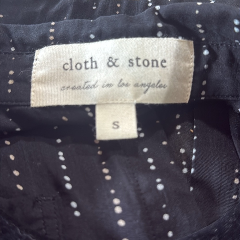 Cloth & Stone Polka Dot Button Down Top Black/White Lightweight Semi Sheer Small - Picture 4 of 5